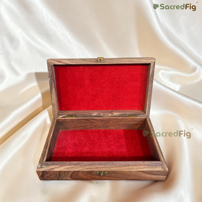 SacredFig Handcrafted Sheesham Wood Vine Gift Box – 10 × 6 Inch | Elegant Floral Vine Carving Design | Wooden Gift Box for Keepsakes, Jewelry & Storage