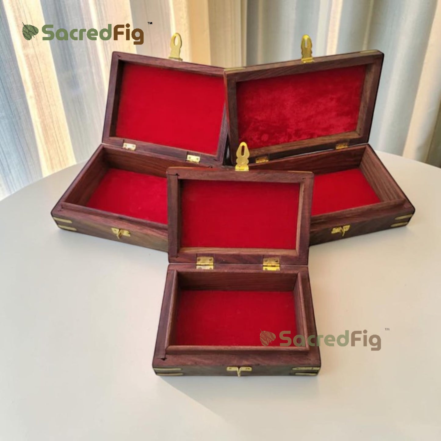 SacredFig Sheesham Wood Gift Box | Elephant Carving Design | Handcrafted Storage Box