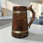 SacredFig Wooden Mug (500ml) – Heritage Stripes Edition | Handcrafted Large Rustic Mug